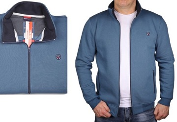Bluza męska gładka klasyczna rozpinana niebieska Polski produkt bawełna XL