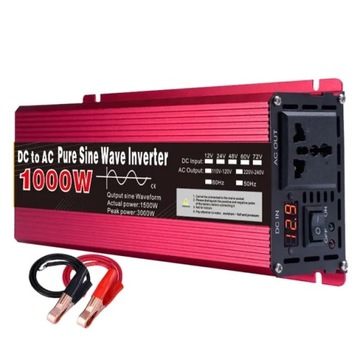 Falownik 12v 220v 110v czysta fala sinusoidalna 1000W DC do AC przenośny