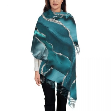 szalik Szal Stylowy Glamour Ocean niebieski marmur