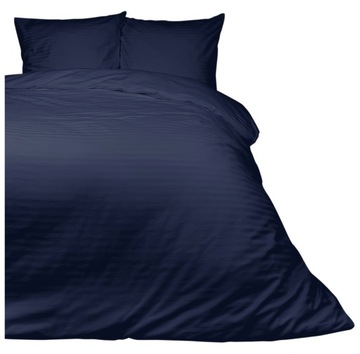 Pościel Satynowa LUX Cizgili 140x200 Navy Blue