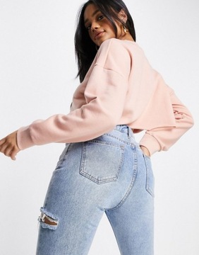 MISSGUIDED BLUZA KRÓTKA DAMSKA RÓŻ GŁADKA 32 1DCI