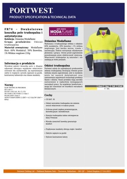 ОГНЕСТОЙКАЯ ФУТБОЛКА СО СВЕТООБРАЗНЫМИ СВЕТОДИОДАМИ FR74 PORTWEST XL