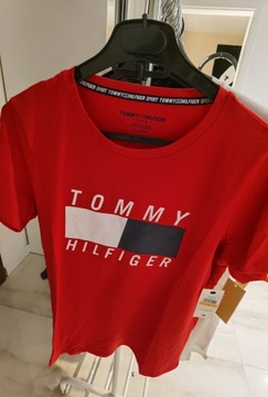 Tommy Hilfiger czerwony t-shirt bawełna Premium S