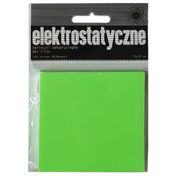 ZO KARTECZKI ELEKTROSTATYCZNE 75X75 100ARK NEON ZIELONE