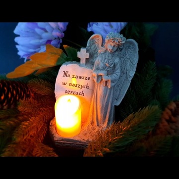 ЦИЧКА ДЛЯ ПАПА АНГЕЛ-ХРАНИТЕЛЬ с надписью и светодиодной свечой для МОГИЛЫ
