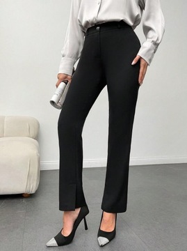 Shein Damskie czarne spodnie garniturowe z wysokim stanem 44