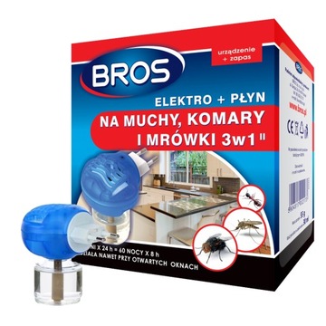 BROS ELEKTRO FUMIGATOR NA KOMARY MUCHY 3w1 PŁYN