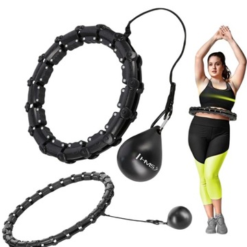 HIT Czarne hula hop z wypustkami 60-126 CM REGULACJA ODCHUDZANIE