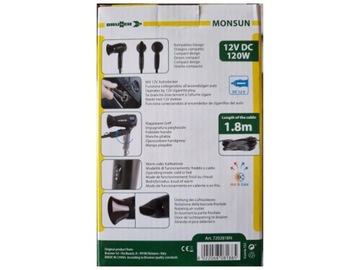 Складной туристический фен Brunner Monsun 12V, черный Turismus