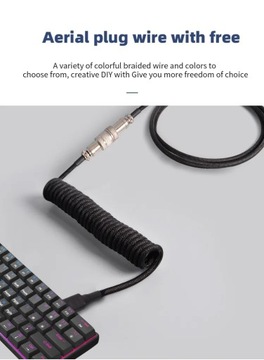 Зеленый, 1,8-3 м, тип C, спиральный кабель для механической клавиатуры, USB-разъем для клавиатуры