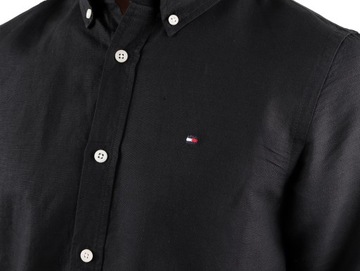 Koszula męska TOMMY HILFIGER TH SLIM LINEN COTTON SHIRT BLACK