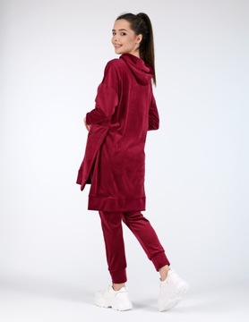 Welurowe dresy damskie EMI II - welurowa bluza + spodnie - bordo 4XL/5XL