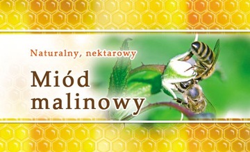 Mini etykiety na miód malinowy 100szt - wzór EM20