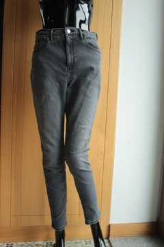 Wrangler High Skinny grafitowe spodnie rurki W30 L32
