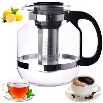 Dzbanek z zaparzaczem do herbaty kawy duży szklany 2600ML 2,6 L