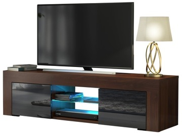 KOMODA STOLIK SZAFKA WENGE/CZARNY POŁYSK RTV + LED
