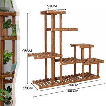 ДЕРЕВЯННАЯ ПОДСТАВКА ДЛЯ ЦВЕТОВ ПОЛКА ДЛЯ ЦВЕТОВ 95 СМ ПРОЧНАЯ МНОГОЯРУСНАЯ