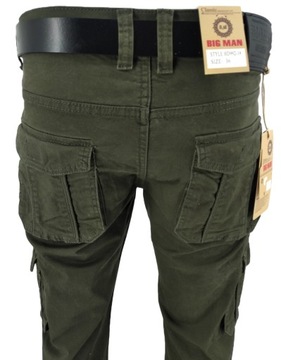 БРЮКИ-КАРГО МУЖСКИЕ, Оливково-зеленые, W31, ТАЛИЯ 80-82 СМ