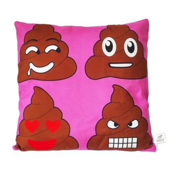 PODUSZKA WELUR RÓŻOWA 45x45 EMOTKI EMOJI KUPA LOL