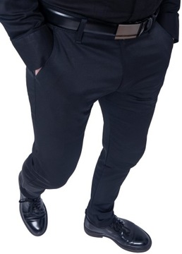 Spodnie męskie eleganckie czarne gładkie - 37