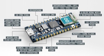 Arduino Nano RP2040 Connect с разъемами ABX00053