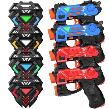 ПЕЙНТБОЛ ЛАЗЕРТАГ ЛАЗЕРНЫЙ ПИСТОЛЕТ 4 РЕЖИМА НАБОР × 4 ПОДАРКА + 4 МИШЕНИ