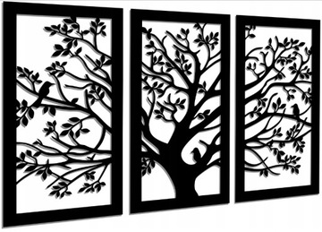 AŻUROWY OBRAZ PANEL TRYPTYK DRZEWO 120CM XL 16 KOL