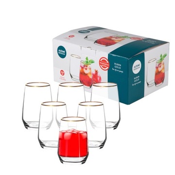 Szklanki do napojów drinków Altom Design Rubin Gold 6 sztuk 450 ml