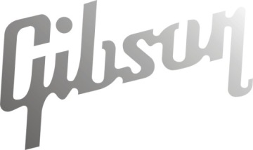 БЕЛАЯ наклейка на гитару GIBSON 5x2,3 см № 505.