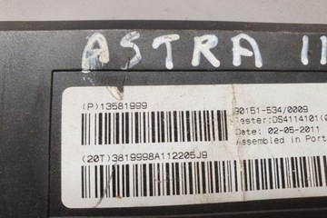 MODUL POHODĚ OPEL ASTRA J GTC 13581999 1.7L DIESEL 81KW 2012