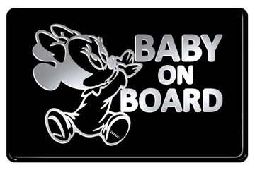 Naklejka niklowana BABY ON BOARD MINNIE żywica
