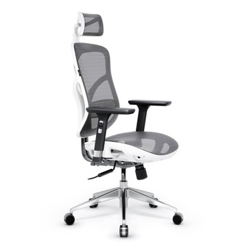 Fotel biurowy ergonomiczny do gabinetu do pracy Diablo V-Basic: biało-szary