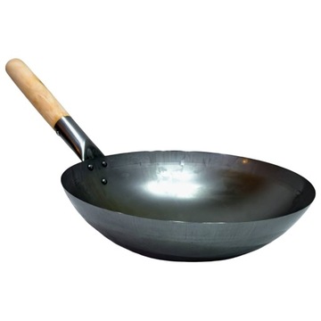 WOK ZE STALI WĘGLOWEJ 25CM CHIŃSKI PATELNIA GŁĘBOKA DO DAŃ AZJATYCKICH GAZ