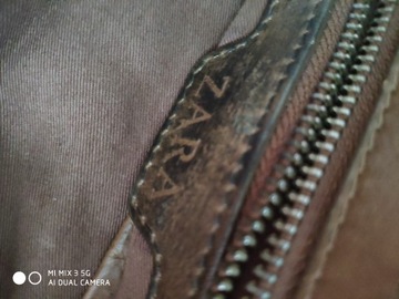 Zara zdobiona torebka brązowa skóra naturalna