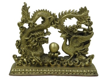 Figurka Smok i Feniks - mosiądz - Feng Shui