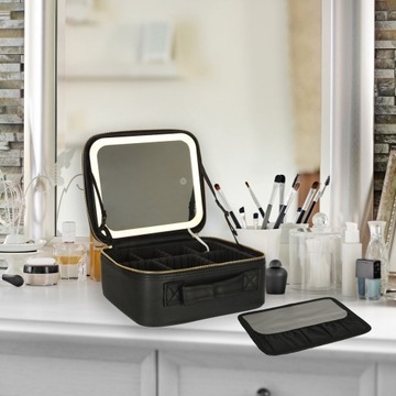 KUFEREK NA KOSMETYKI ORGANIZER KOSMETYCZKA Z LUSTERKIEM PODRÓŻNA