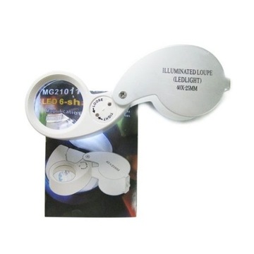 LUPA KIESZONKOWA LUPKA 40X ŁEZKA LED 21011