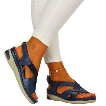 КОЖАНЫЕ САНДАЛИИ ЖЕНСКИЕ, ПРОФИЛЬНЫЕ, ПРИШИВАННЫЕ НА ЛИПУЧКЕ