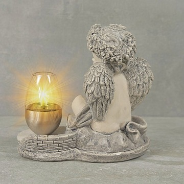 СЕРАЯ ГИПСОВАЯ ФИГУРКА Гробница СОЛНЕЧНАЯ СВЕТОДИОДНАЯ ЛАМПА