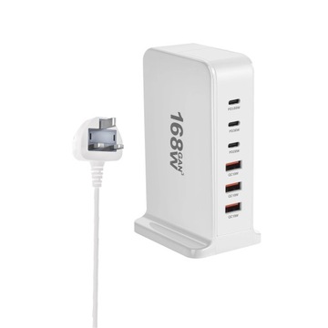 Настольное зарядное устройство GaN мощностью 168 Вт, 6 портов USB типа C, зарядное устройство PD, быстрая зарядка 3.0