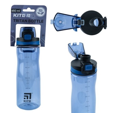 BUTELKA NA WODĘ BIDON SZKOLNY NIEBIESKA 650ml Kite