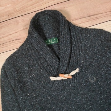 FRED PERRY Sweter Męski Wełniany Logowany r. M