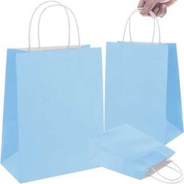TORBA PAPIEROWA NIEBIESKA A4 240/100/320 50 SZT TOREBKA EKO NA PREZENT