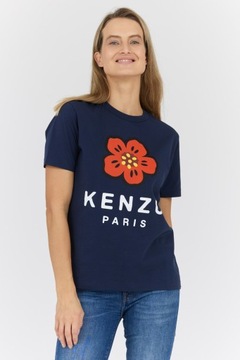 KENZO - Granatowy t-shirt damski z kwiatem L