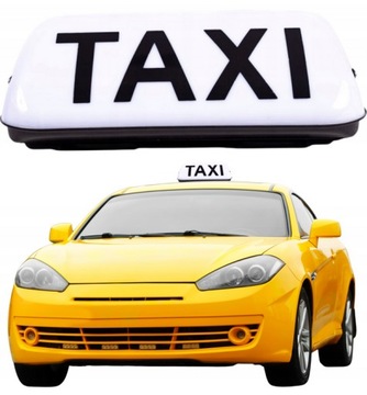 TAXI LED BIAŁA LAMPA KOGUT Z MAGNESEM, SZPAKÓWKA SYGNALIZATOR GAPA TAXI