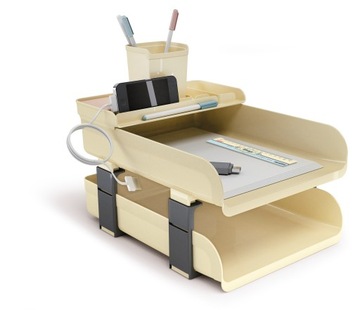 Zestaw biurkowy Arda Vintage kremowy organizer