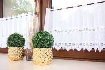 Кухонная штора Заздростка белая, Вуаль с вышивкой, высота 90 см