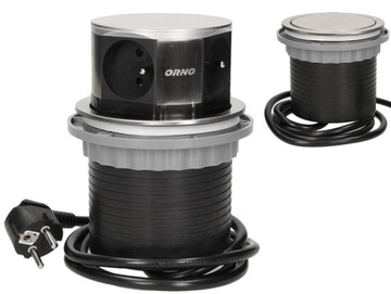 Gniazdo Meblowe Poczwórne Wysuwane z Blatu 4x230V Uziemienie Kabel 1,5 INOX