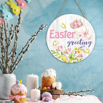 Пасхальный дверной знак украшения дома на открытом воздухе в помещении бамия