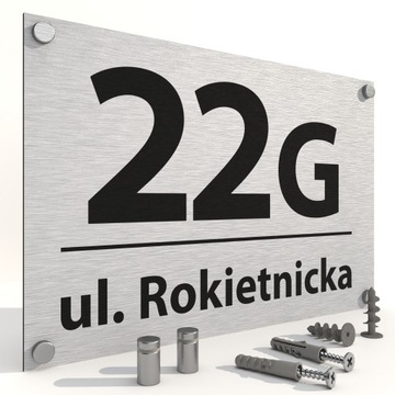 Tabliczka tablica ADRESOWA numer domu na dom ALUMINIOWA 30x20 cm + DYSTANSE